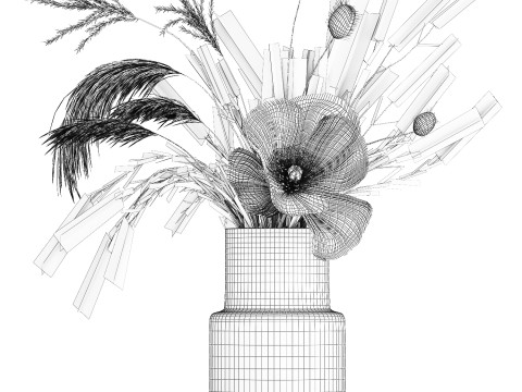 Bouquet Of Wild Flowers Of Lavender Poppy Pampas 534 3D Модель