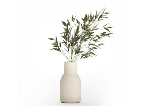Green Floral Bouquet Of Bamboo Bush Branches 535 3D मॉडल