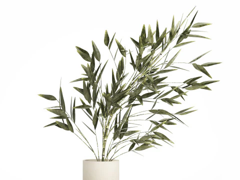 Green Floral Bouquet Of Bamboo Bush Branches 535 3D Model