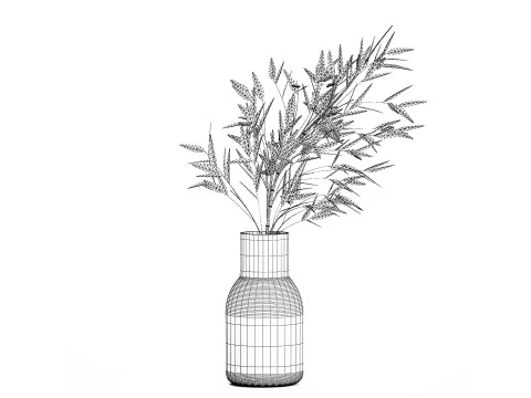 Green Floral Bouquet Of Bamboo Bush Branches 535 3D Model
