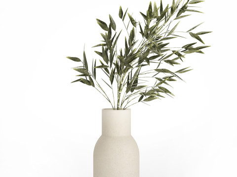Green Floral Bouquet Of Bamboo Bush Branches 535 3D Модель