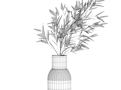 Green Floral Bouquet Of Bamboo Bush Branches 535 3D Model