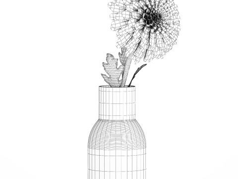 White Flower Bouquet Of Chrysanthemum In A Vase 536 Model 3D