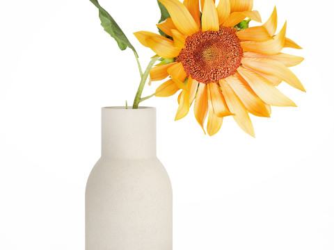 Yellow Flower Bouquet Of Sunflower In Ceramic Vase 537 3D Model