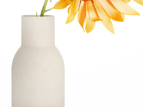 Yellow Flower Bouquet Of Sunflower In Ceramic Vase 537 3D Model