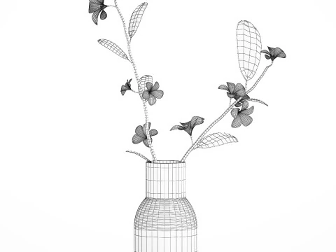 Exotic bouquet of branches Plumeria frangipani in a vase 538 3D Model