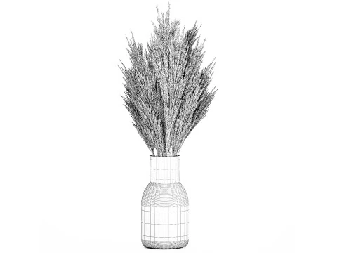 Bouquet Dried Flowers Branches Cortaderia Pampas 539 3D Model
