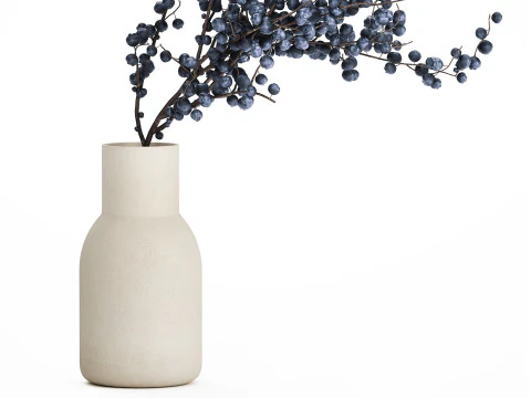 Flower Bouquet Branches Blueberries Blueberry 540 3D Model