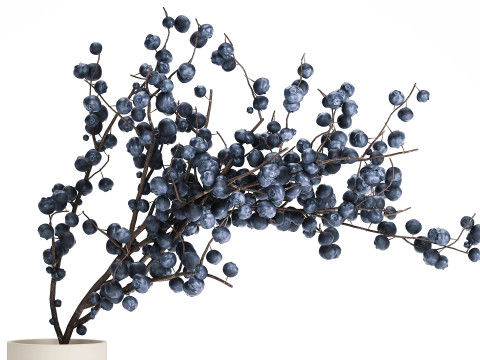 Flower Bouquet Branches Blueberries Blueberry 540 Modelo 3D
