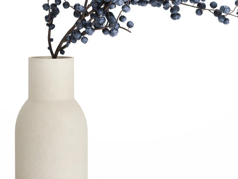 Flower Bouquet Branches Blueberries Blueberry 540 3D Model