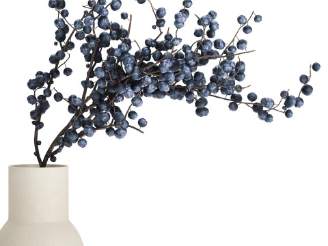 Flower Bouquet Branches Blueberries Blueberry 540 3D Model