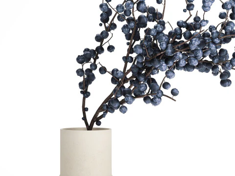 Flower Bouquet Branches Blueberries Blueberry 540 3D Model