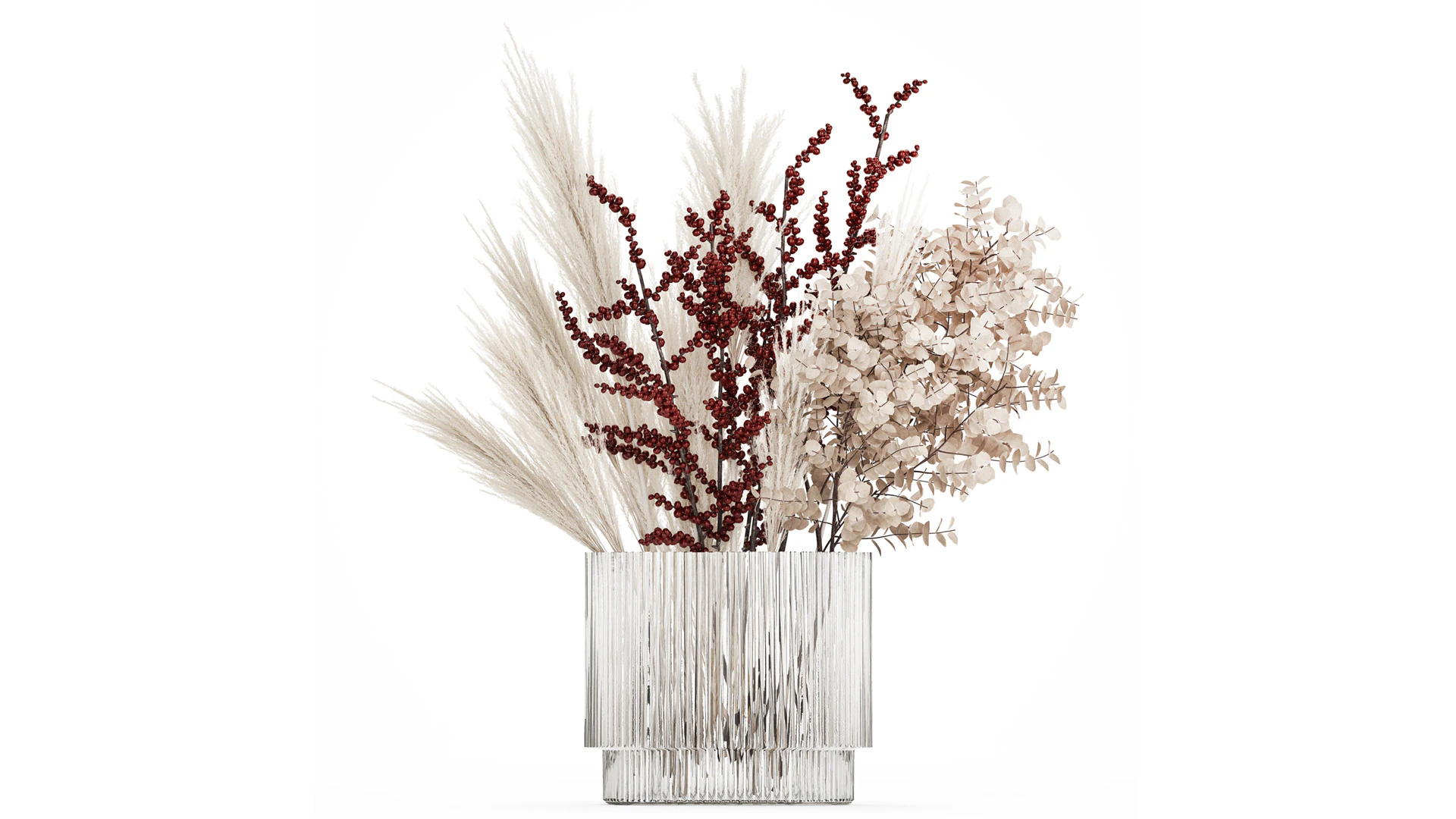 Bouquet Dried Branches Pampas Eucalyptus Ilex Holly 541 3D Model .c4d .max .obj .3ds .fbx .stl .blend 