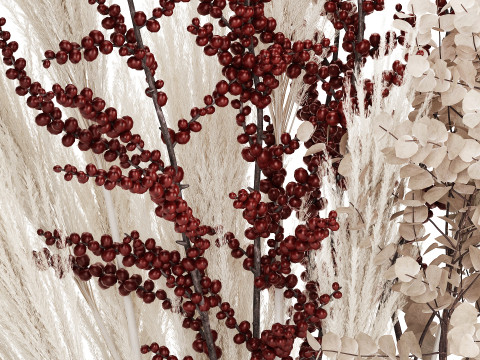 Bouquet Dried Branches Pampas Eucalyptus Ilex Holly 541 3D Модель