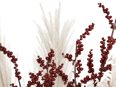 Bouquet Dried Branches Pampas Eucalyptus Ilex Holly 541 3D Модель