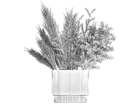 Bouquet Dried Branches Pampas Eucalyptus Ilex Holly 541 3D Model