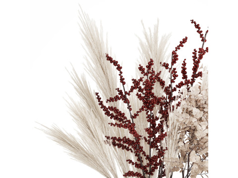 Bouquet Dried Branches Pampas Eucalyptus Ilex Holly 541 3D Модель