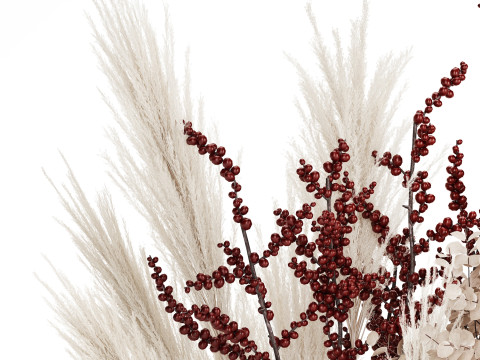 Bouquet Dried Branches Pampas Eucalyptus Ilex Holly 541 3D Модель