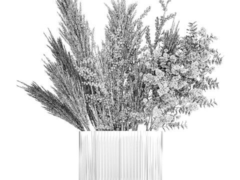 Bouquet Dried Branches Pampas Eucalyptus Ilex Holly 541 3D Модель