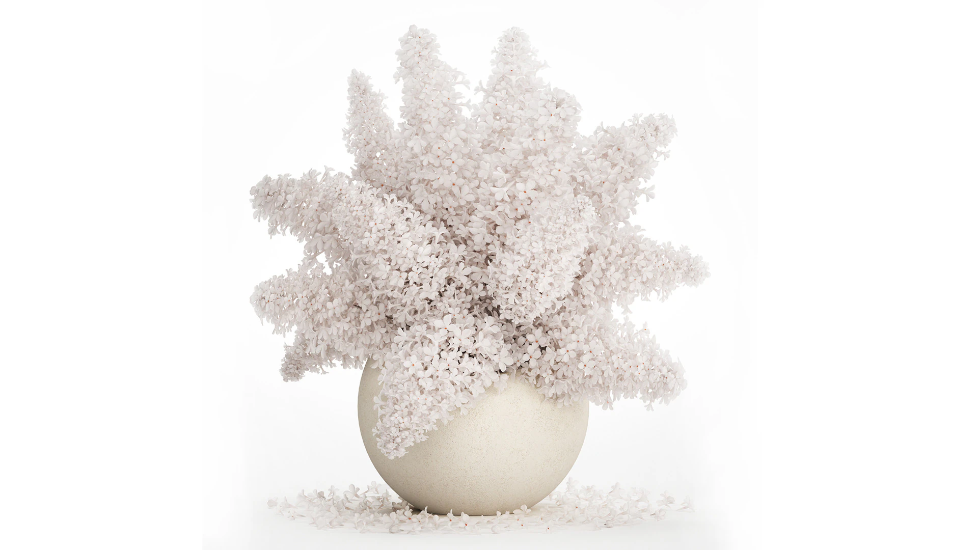 White flower bouquet of lilac branches in a vase 543 3D Model .c4d .max .obj .3ds .fbx .stl .blend 