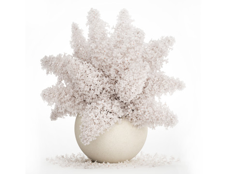 White flower bouquet of lilac branches in a vase 543 3D Model