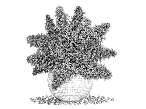 White flower bouquet of lilac branches in a vase 543 3D Model