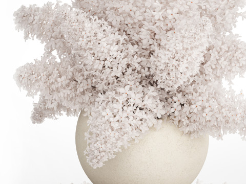 White flower bouquet of lilac branches in a vase 543 3D Model