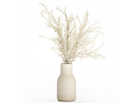 Bouquet Of Dried Flowers From White Branches 544 3D Model