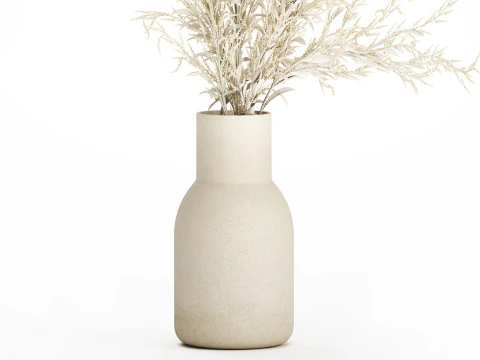 Bouquet Of Dried Flowers From White Branches 544 3D Model