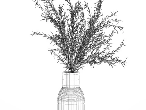 Bouquet Of Dried Flowers From White Branches 544 3D Model