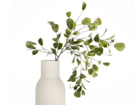 Green Floral Bouquet Of Branches With Leaves Vase 545 Modello 3D