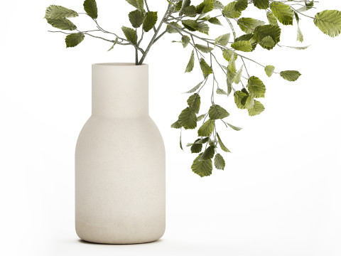 Green Floral Bouquet Of Branches With Leaves Vase 545 Modello 3D
