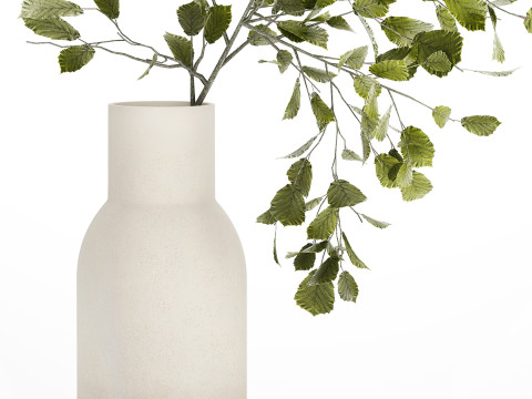 Green Floral Bouquet Of Branches With Leaves Vase 545 Modello 3D