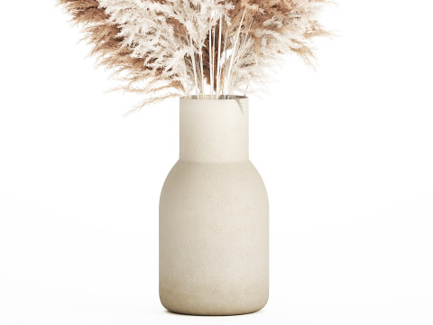 White Bouquet Dried Flowers With Branches Pampas 547 3D Model