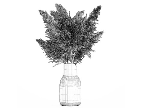 White Bouquet Dried Flowers With Branches Pampas 547 3D Model