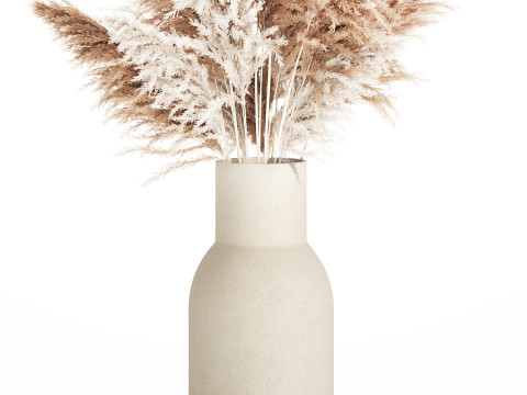White Bouquet Dried Flowers With Branches Pampas 547 3D Model