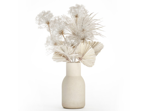 Bouquet Dried Flowers branches Hogweed Palm Leaves 548 Model 3D