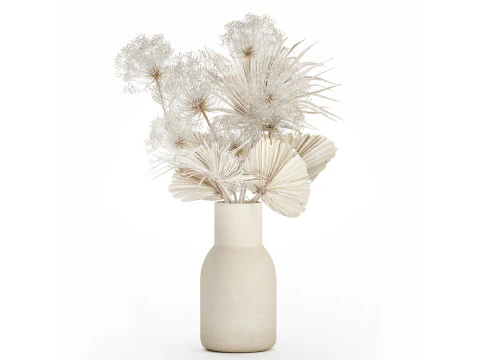 Bouquet Fleurs s&eacute;ch&eacute;es branches Berce du Caucase Feuilles de palmier 548 Modèle 3D