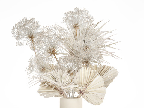 Bouquet Dried Flowers branches Hogweed Palm Leaves 548 3D Model