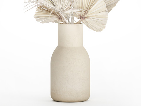Bouquet Dried Flowers branches Hogweed Palm Leaves 548 3D Model