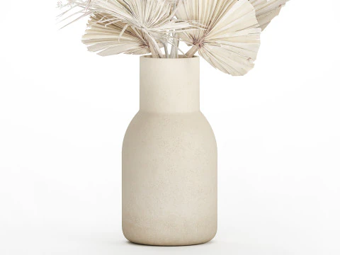 Bouquet Dried Flowers branches Hogweed Palm Leaves 548 3D Model