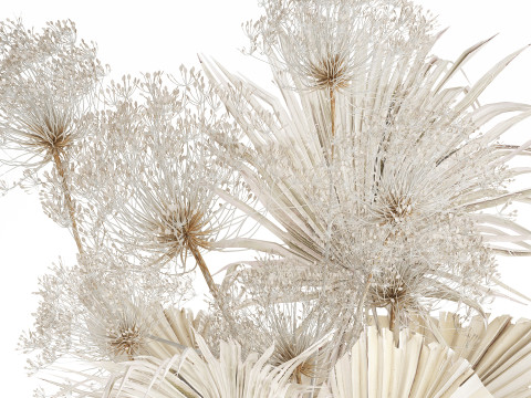 Bouquet Dried Flowers branches Hogweed Palm Leaves 548 3D Model