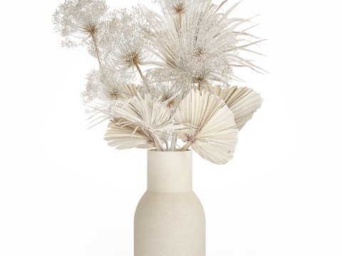Bouquet Dried Flowers branches Hogweed Palm Leaves 548 3D Model