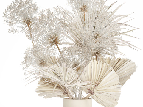 Bouquet Dried Flowers branches Hogweed Palm Leaves 548 3D Model