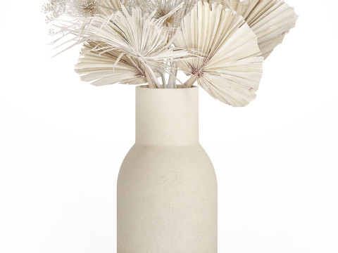 Bouquet Dried Flowers branches Hogweed Palm Leaves 548 3D Model