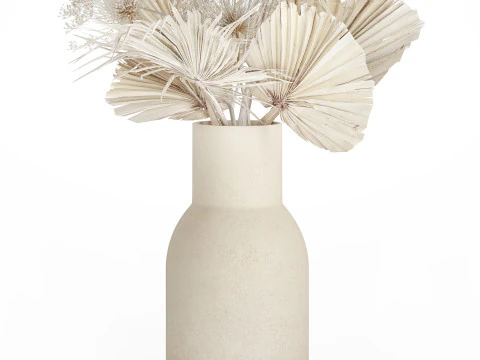 Bouquet Dried Flowers branches Hogweed Palm Leaves 548 3D Model