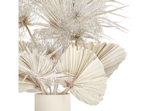 Bouquet Dried Flowers branches Hogweed Palm Leaves 548 3D Model
