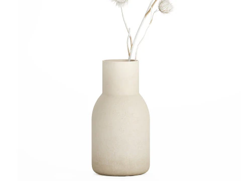Bouquet Dried Flowers From White Branches Thistle 549 3D Model