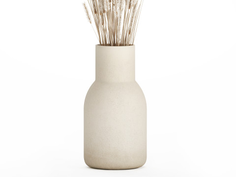 White bouquet dried flowers branches pampas 550 Modelo 3D