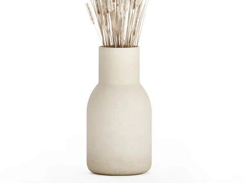 Buqu&ecirc; branco flores secas ramos pampas 550 Modelo 3D